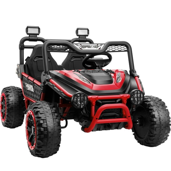 Funcid 24 Volt Ride on Toys UTV, 2 Seater XL Kids Ride on Electric Car with Remote Control, Metal Frame, Power Car Wheels with Key Start, Spring Suspension, 3 Speeds, Bluetooth Music, Red