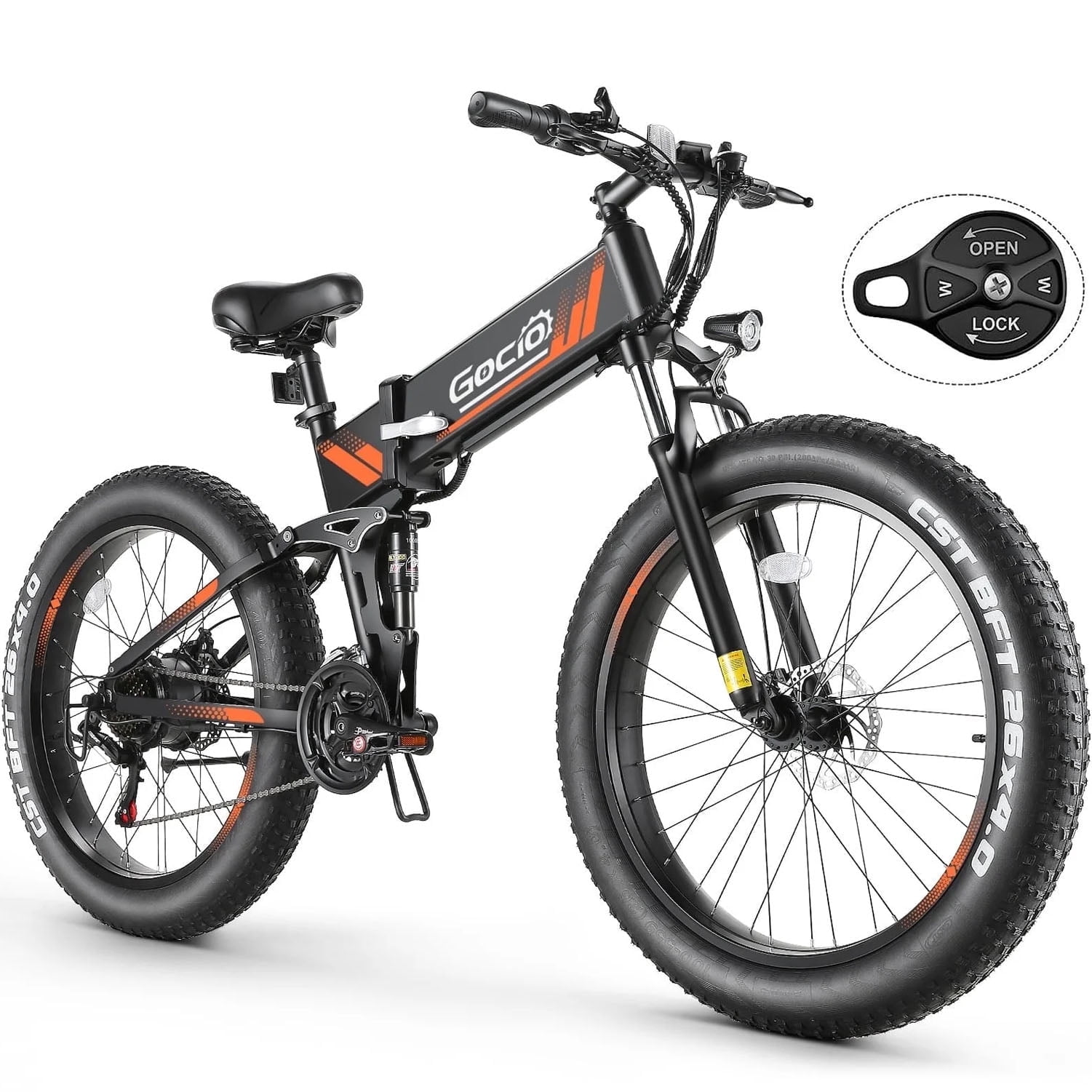 Gocio Ebike 750W Peak, 26"x4" Fat Tire Electric Bike, Full Suspensions, 48V 10.4Ah Foldable Electric Bikes Adult, LCD, 21 Speed, Electric Mountain Bike UL2849 Certified