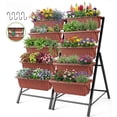 thumbnail image 1 of Funcid 4 ft Vertical Garden 5-Tier Raised Garden Bed Planter Box for Patio Balcony Flower Herb Freestanding Garden Planter Brown, 2 Packs, 26"×22.75×45", 1 of 12