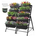 thumbnail image 1 of Funcid 4 ft Vertical Garden 5-Tier Raised Garden Bed Planter Box for Patio Balcony Flower Herb Freestanding Garden Planter Black, 2 Packs, 26"×22.75×45", 1 of 11