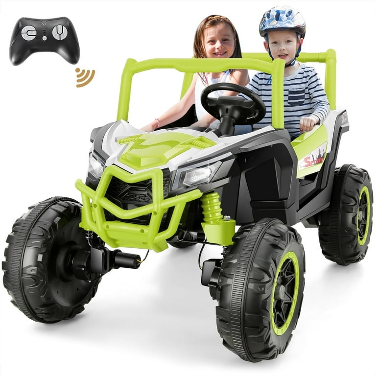 24V 2 Seater 4WD Electric Ride On UTV Battery Power Car for Kids with Parent Remote Control DreamDwell Home Color Green