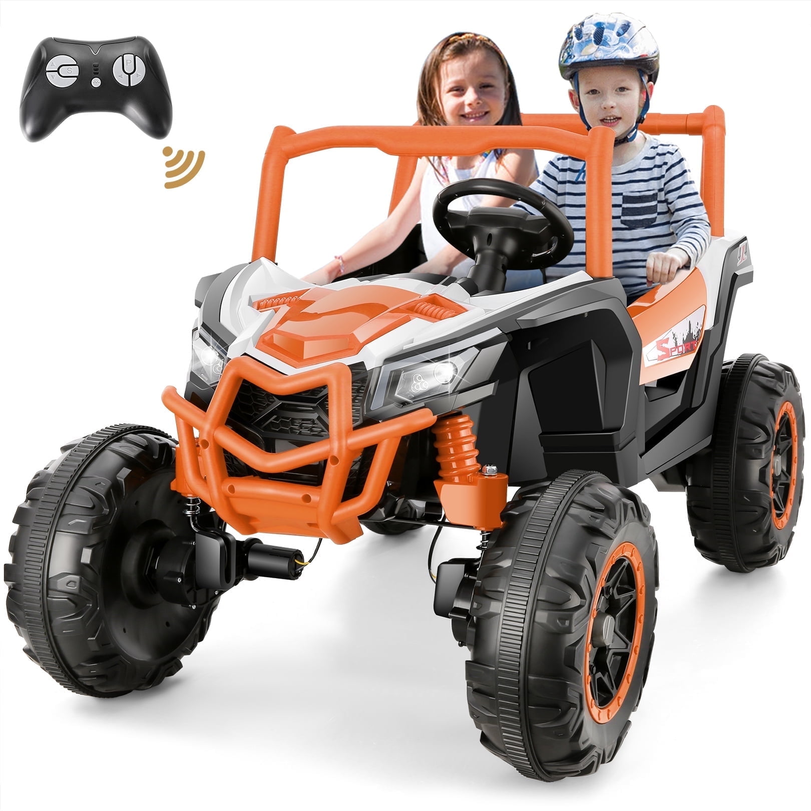 Funcid 4WD 24V Ride on Toys 2 XL Seater Kids Ride on Cars w Remote  Control, 4*200W Motor, Electric Off-Road UTV 7AH Battery Powered 4-Wheeler  Vehicle w Bluetooth, Music, 3-Speed, LED Light,