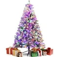 thumbnail image 1 of Funcid Christmas Tree 6ft Pre-lit Snow Flocked Hinged Christmas Tree 8 Adjustable Flash Rate Modes, Artificial Christmas Tree with 250 Colorful Lights, 640 PVC Branch Tips, Foldable Metal Stand, 1 of 8