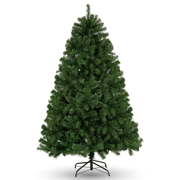 Funcid 6ft Green Artificial Christmas Tree, Hinged Spruce Full Tree with 1477 Branch Tips, Foldable Metal Stand, New PVC Material, Xmas Tree for Indoor and Outdoor Decoration