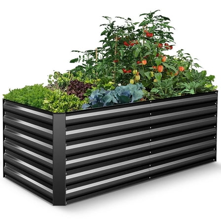 Funcid 6x3x2ft Galvanized Raised Garden Beds Large Metal Garden Beds Galvanized Steel Planter Boxes Outdoor for Vegetables Flowers Herbs