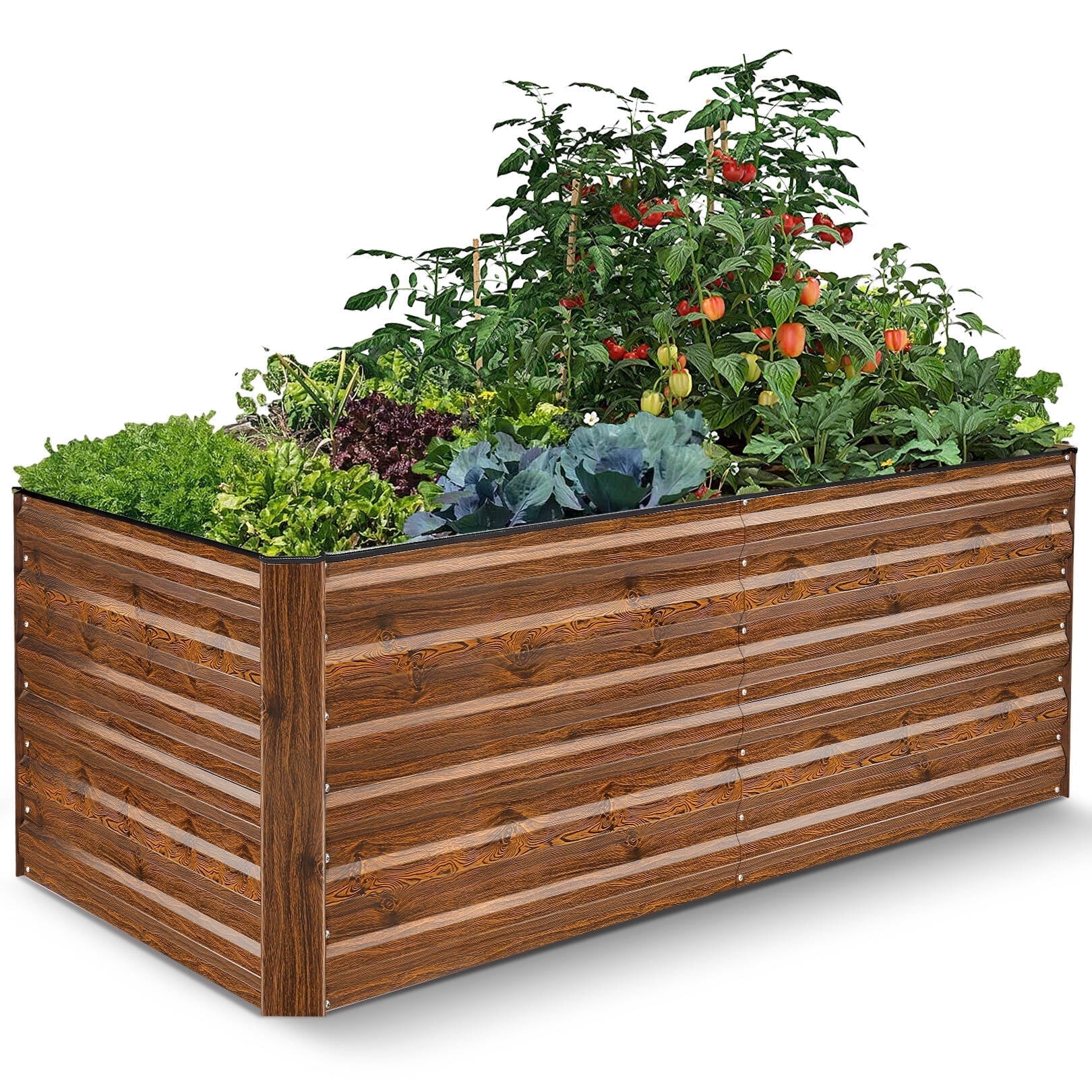 Funcid 6x3x2ft Galvanized Raised Garden Beds Large Metal Garden Beds Galvanized Steel Planter boxes Outdoor for Vegetables Flowers Herbs