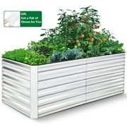 Funcid 6x3x2ft Galvanized Raised Garden Beds Large Metal Garden Beds Galvanized Steel Planter boxes Outdoor for Vegetables Flowers Herbs