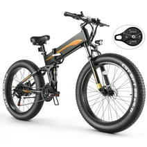 Funcid Electric Bike, 26"x4" Fat Tire Electric Bike for Adults 500W Ebike Foldable Adult Electric Mountain Bicycles with 48V 10Ah Battery, Lockable Suspension Fork, Shimano 21 Speed Gears