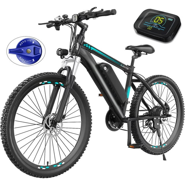 Funcid 26″ 500W Shimano 21 Speed Adult Electric Bike with Lockable Suspension Fork