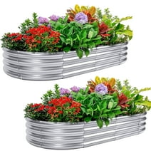 Funcid Raised Garden Bed Kit, Large Galvanized Alloy Metal Planter Box, for Planting Outdoor Plants Vegetables