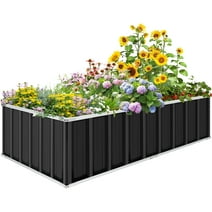Funcid Galvanized Raised Garden Beds 5.6ftx3ftx1.5ft Large Metal Garden Beds Galvanized Steel Planter Box for Vegetables Flowers Herbs - Black