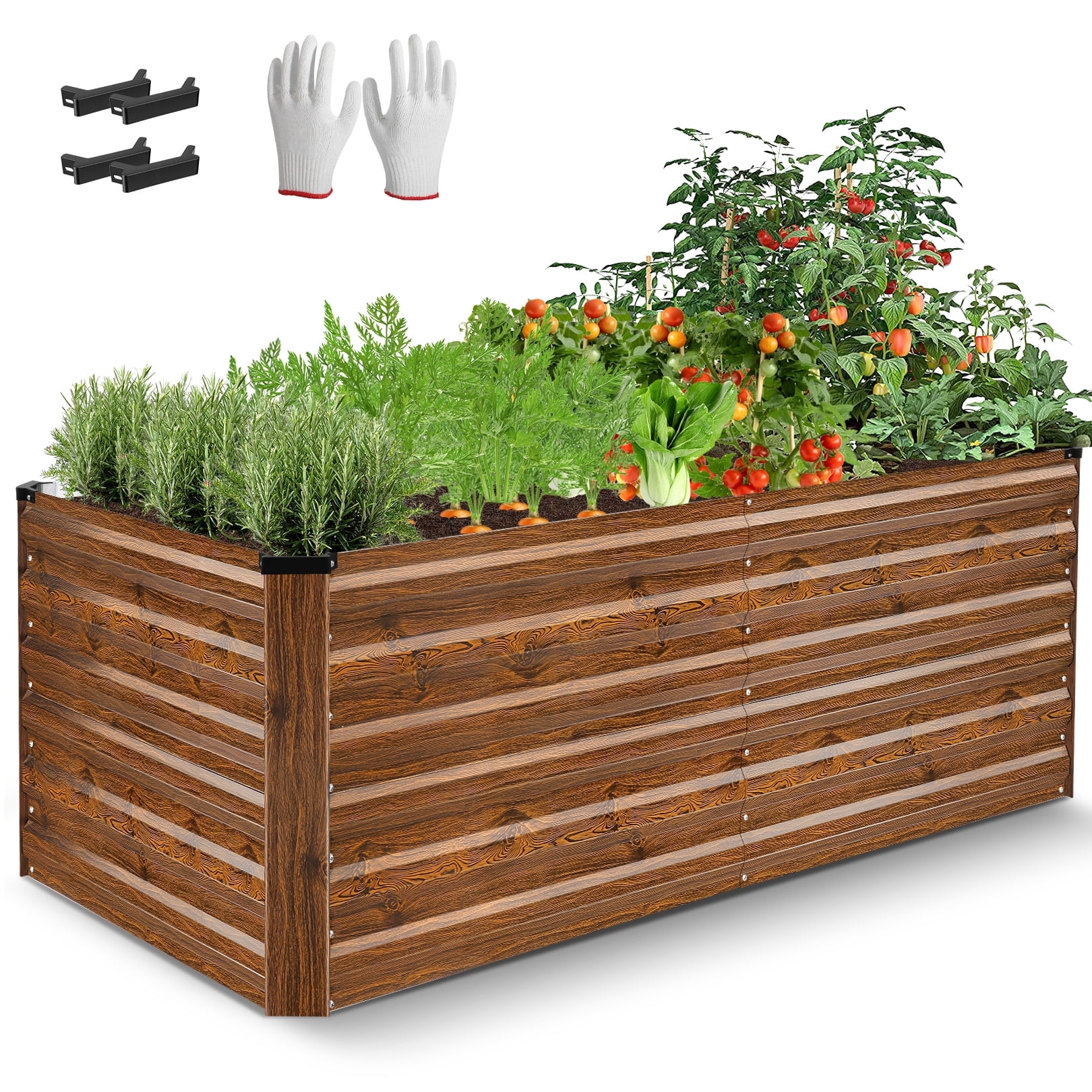 Funcid Galvanized Raised Garden Beds 6ftx3ftx2ft Large Metal Garden Beds Galvanized Steel Planter Box for Vegetables Flowers Herbs