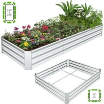 Funcid Galvanized Raised Garden Beds, Large Metal Garden Beds Galvanized Steel Planter Box for Vegetables Flowers Herbs