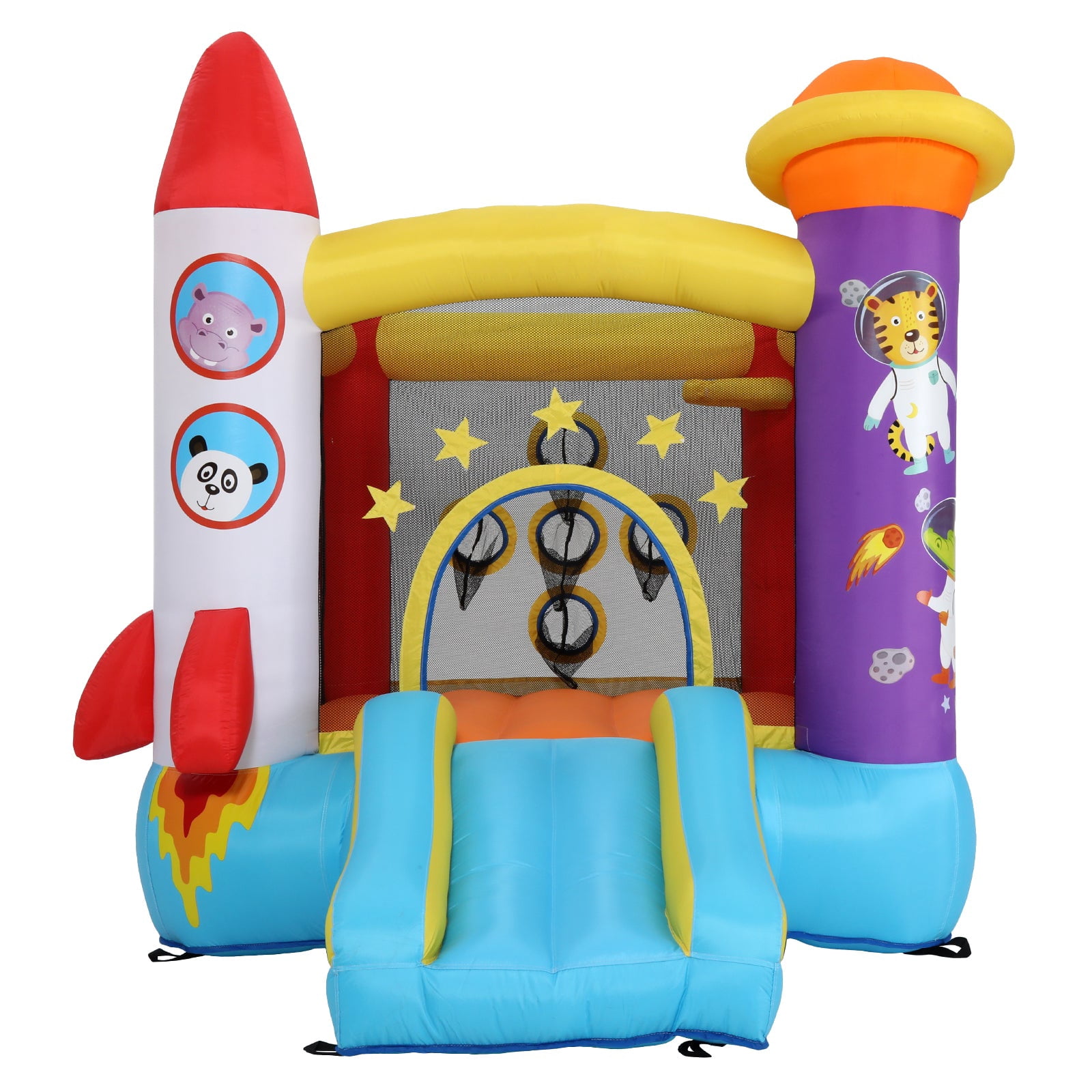 Funcid Inflatable Bounce, Rocket & Castle Bounce House with Slide, for Kids with 370W Blower, Bouncy House Jump House Outdoor 106"x71"x83"
