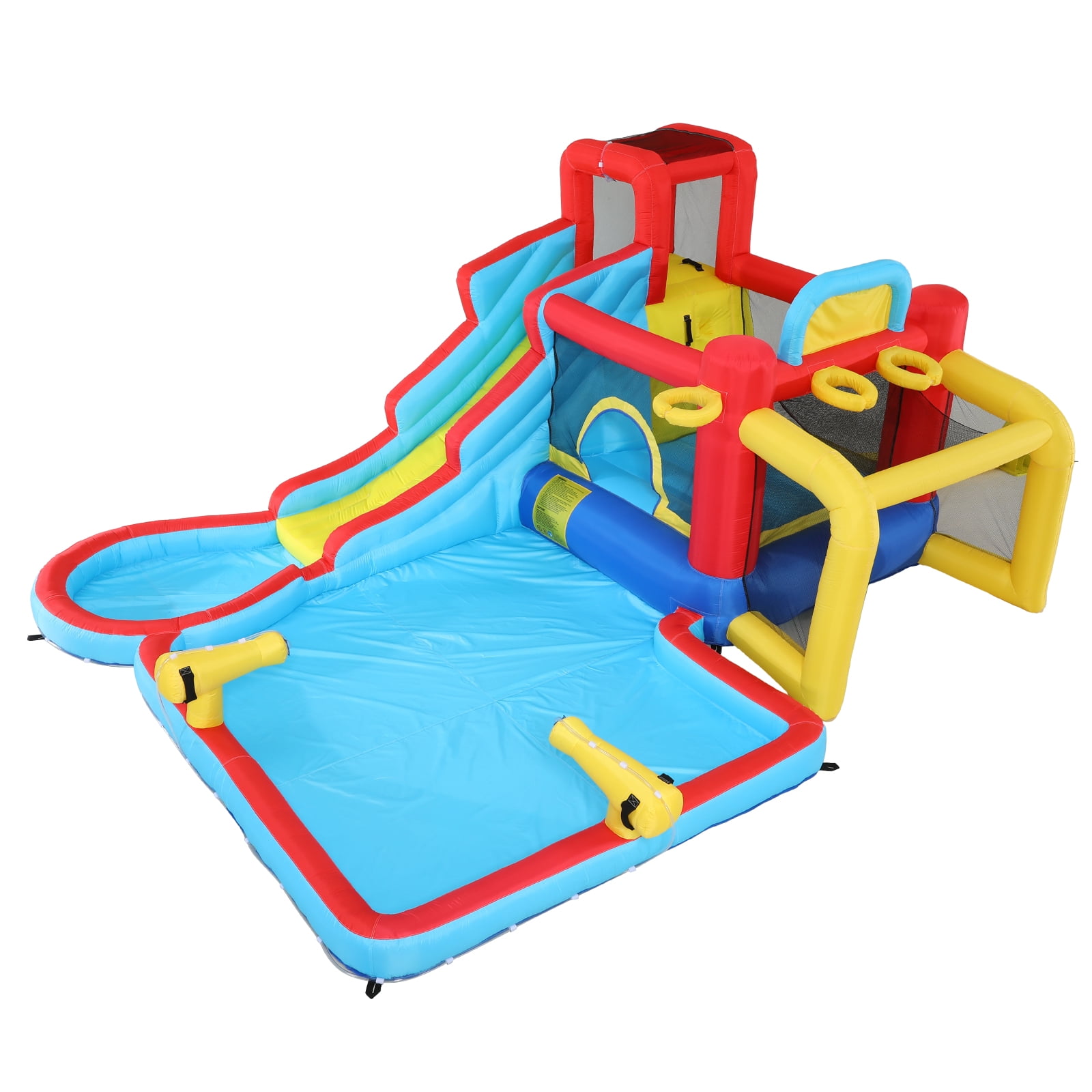 Funcid Inflatable Water Slide Bounce House for Kids, 14.6 x 11.FT Inflatable Bouncer with Pool, Jump Area, Water Slide, Climbing Wall & 620W Blower, Indoor Outdoor Play
