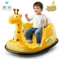 thumbnail image 1 of Funcid 12V Electric Giraffe Bumper Car for Toddler, Baby Bumper Car with Remote Control, Kids Ride on Toy for Boys Girls 2+, 360° Spin, LED Lights, Music, Yellow, 1 of 10