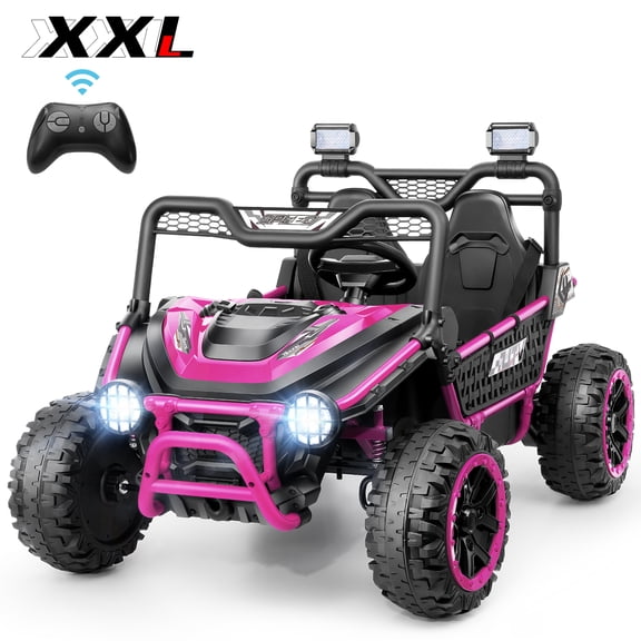 Funcid Ride on Toys 24 Volt 2-Seater Ride on Cars with Remote Control for Kids Aged 3-8, Power UTV Wheels with Key Start, Storage Bag, Bluetooth, Music, Spring Suspension, Red