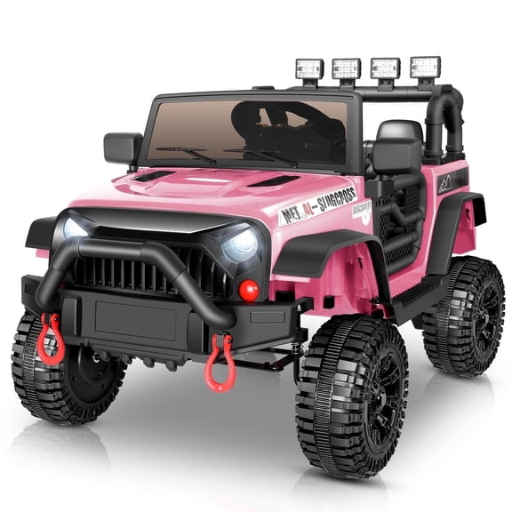 Funcid 12 Volt Ride on Toys for Toddlers Ride on Cars with Remote Control, Battery Powered Ride on Truck Car w/ Bluetooth Music, LED Lights, Spring Suspension, 3 Speeds, Pink