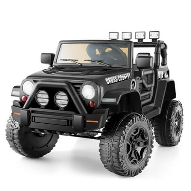 Funcid Ride on Truck Car, Kids 12V Electric Ride on Toys with Parent Remote Control, Spring Suspension, Bluetooth Music, LED Lights - Black