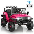 thumbnail image 1 of Funcid 12 Volt Ride on Toys for Toddlers Ride on Cars with Remote Control, Battery Powered Ride on Truck Car w/ Bluetooth Music, LED Lights, Spring Suspension, 3 Speeds, Pink, 1 of 9