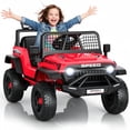 thumbnail image 1 of Funcid 12 Volt Ride on Toys for Toddlers Ride on Cars with Remote Control, Battery Powered Ride on Truck Car w/ Bluetooth Music, LED Lights, Spring Suspension, 3 Speeds, Red, 1 of 9