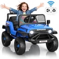 thumbnail image 1 of Funcid 12 Volt Ride on Toys for Toddlers Ride on Cars with Remote Control, Battery Powered Ride on Truck Car w/ Bluetooth Music, LED Lights, Spring Suspension, 3 Speeds, Blue, 1 of 9