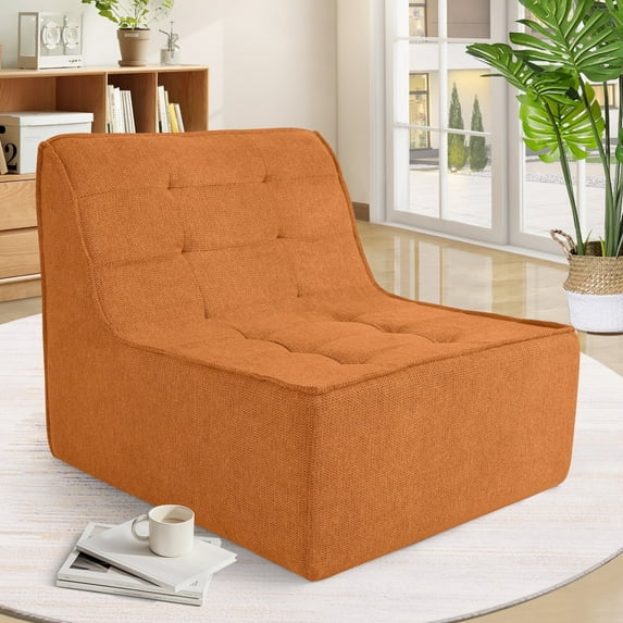 Tapoja Single Floor Sofa, Fleece Sponge Lazy Couch Bean Bag Chair, Adult Bean Bags Small Couch for Living Room Bedroom Apartment Dorm, Orange