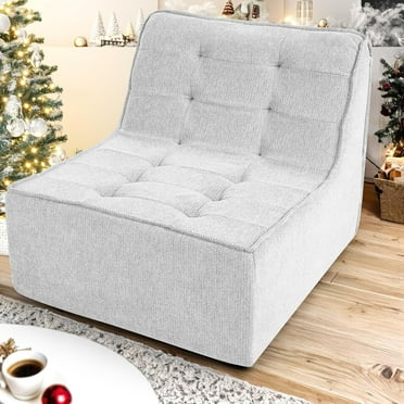 Tapoja Single Floor Sofa, Fleece Sponge Lazy Couch Bean Bag Chair, Adult Bean Bags Small Couch for Living Room Bedroom Apartment Dorm, White