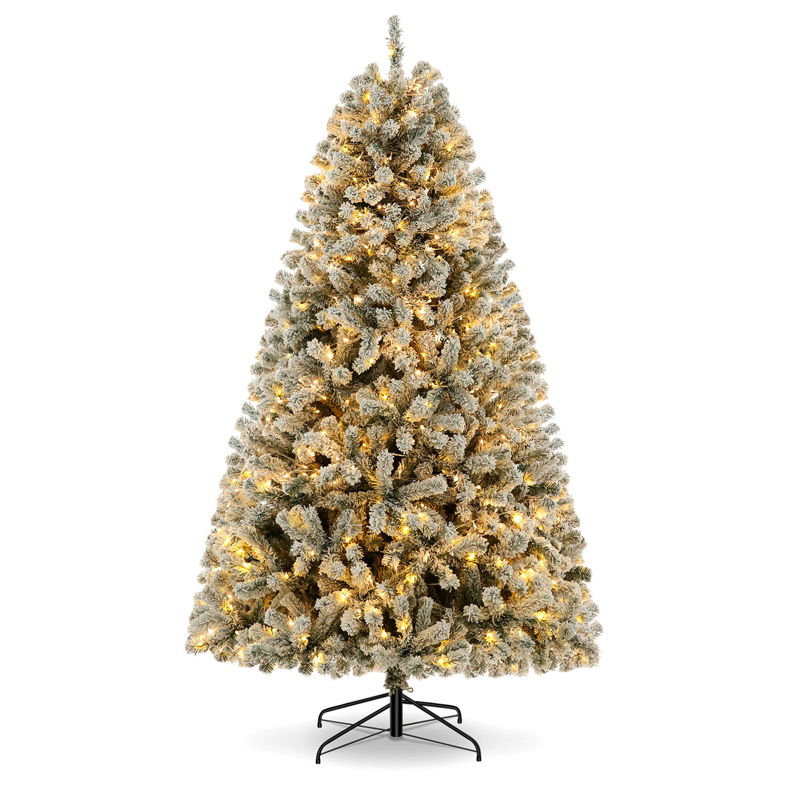 Funcid White Christmas Trees 7.5 ft with 550 Lights, PreLit Snow