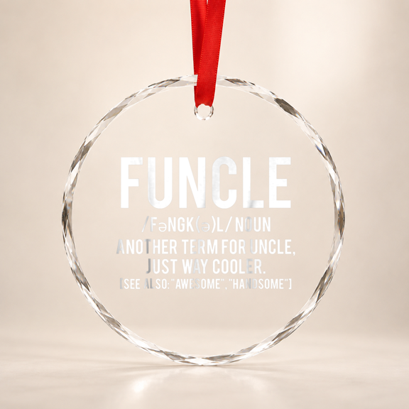 Funcle Cool funny awesome uncle cheap Glass Ornament