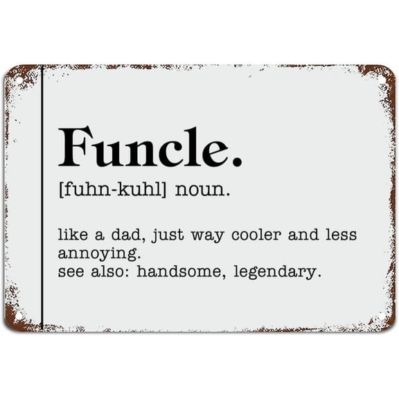 Funcle Definition Typography Signs Funcle Definition Metal Tin Sign Vintage Metal Wall Art Rustic Wall Sign Home Decor for Bedroom Kitchen Cafe Bar Office Garage 8x12 inch