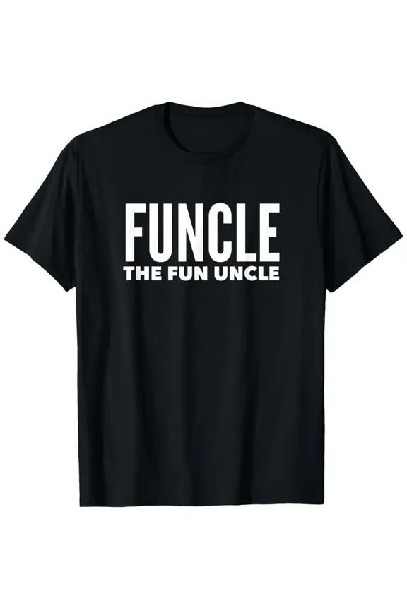 Funcle The Fun Uncle T-Shirt - Funny Gift for Uncles, 100% Cotton Crew Neck Tee with Bold White Print, Slightly Elastic Casual Summer Shirt for Outdoor Activities ( Sizes