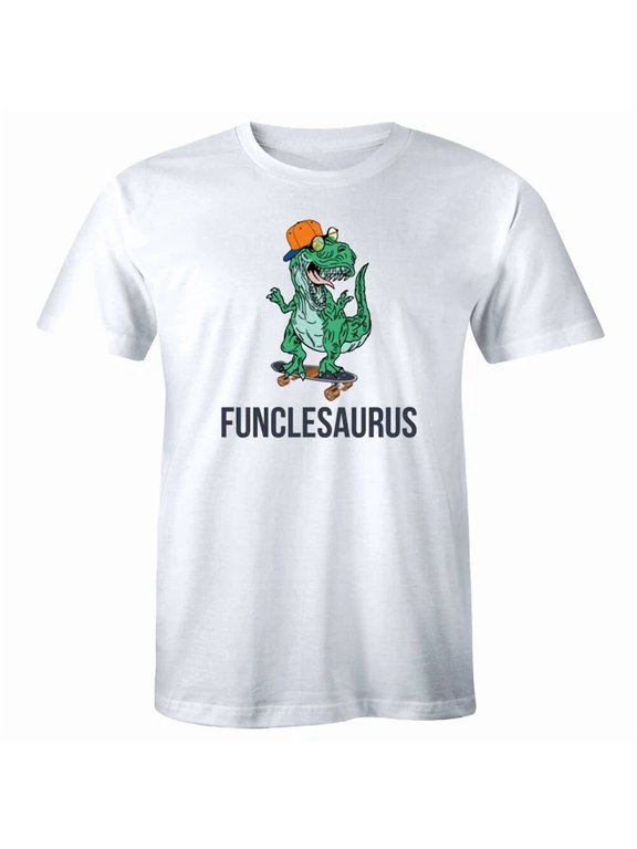 Funclesaurus With Cool Dinosaur Skating Men's Fun Uncle Everyday Outfit For Casual Events T-Shirt, Size S-5XL