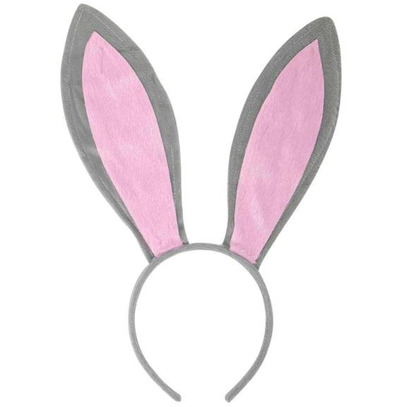 Funcredible Bunny Ears Headband  for Kids and Adults (Gray + Pink)