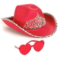 thumbnail image 1 of Funcredible Halloween Red Cowgirl Hat with Tiara Crown, 1 of 6