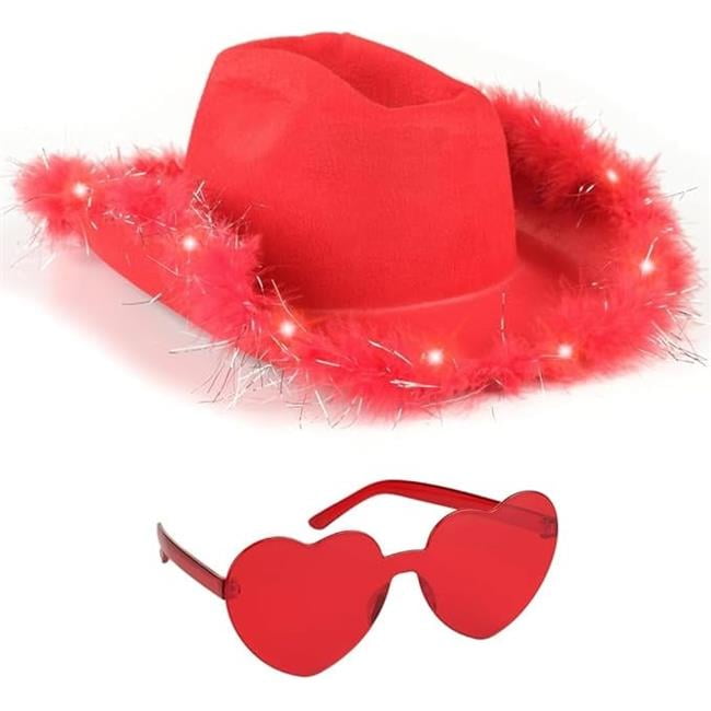 6375 Red Cowboy Hat And Glasses- Preppy Cowgirl With Tiara- Sparkly Buy aFuncredible Green Cowboy Hat and Glasses - Preppy  main image 3