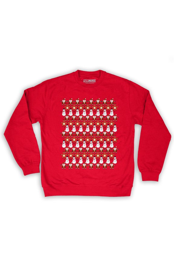- 8 Bit Christmas Pattern Men's Fashion Crew Neck Sweatshirt