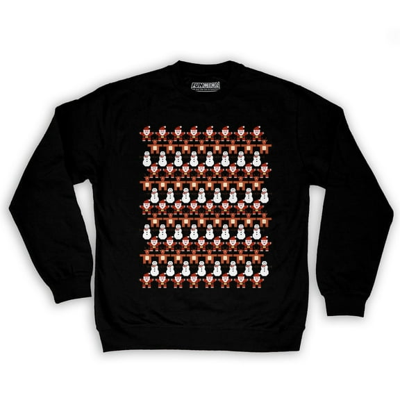 Function - 8 Bit Christmas Pattern Men's Fashion Crew Neck Sweatshirt