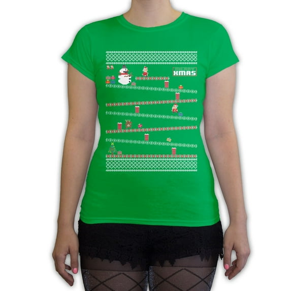 Function - 8 Bit Santa Arcade Ugly Christmas Sweater Women's Fashion T Shirt