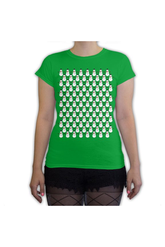 - 8 Bit Snowman Pattern Women's Fashion T Shirt