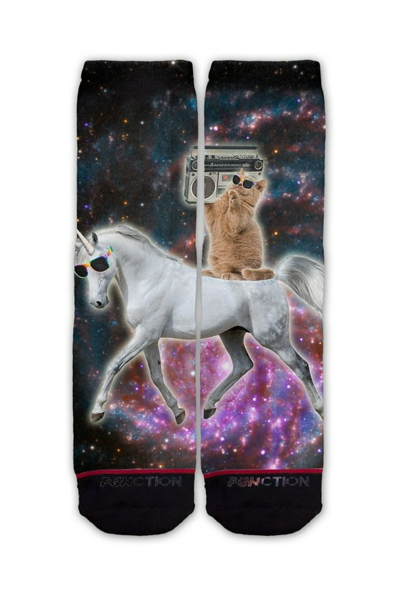 - Boombox Cat Riding Unicorn Fashion Sock