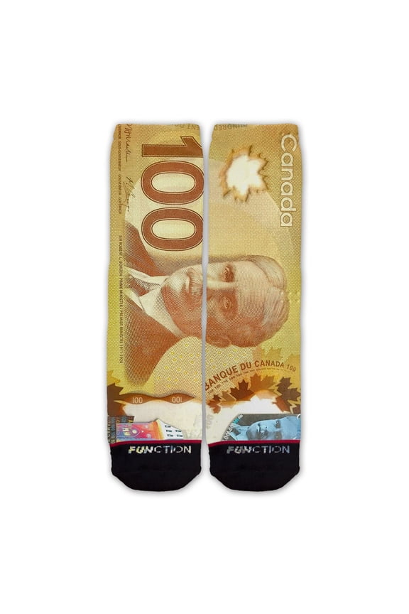 - Canadian 100 Dollar Bill Fashion Socks Money Looney