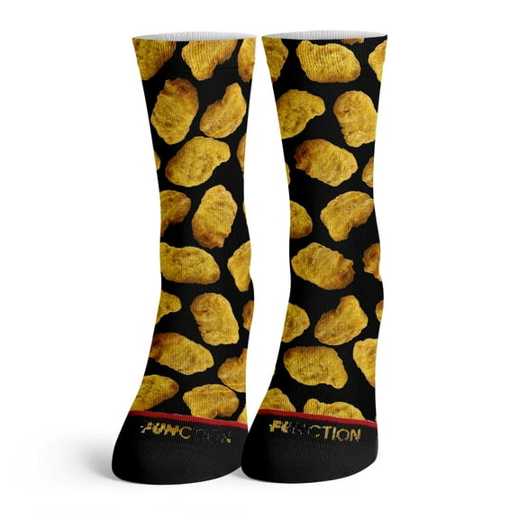 Function - Chicken Nuggets Black Pattern Adult Crew Socks Funny Food All Over