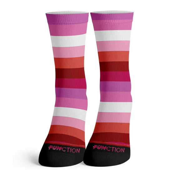Function - Colorful LGBTQ+ Lesbian Pride Rainbow Socks Striped Crew Pride Month Parades Unisex, Inclusive Sizing
