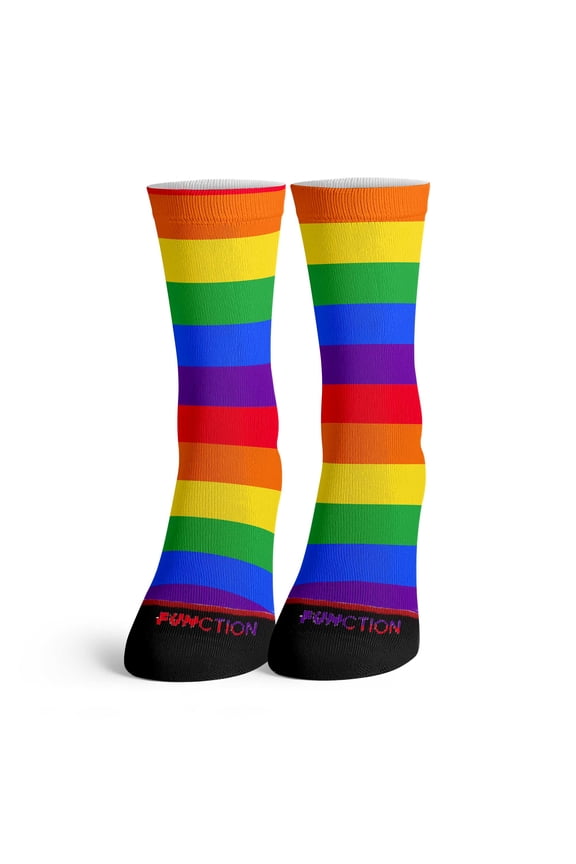 - Colorful LGBTQ+ Pride Rainbow Socks - Comfortable Striped Crew Socks Pride Month Parades Unisex, Inclusive Sizing
