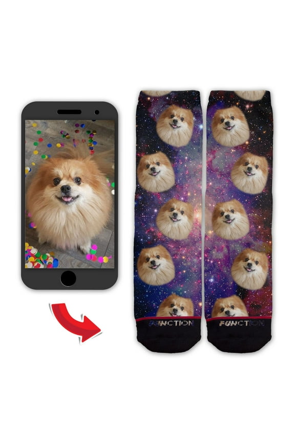 - Custom Animal Face In Space Galaxy Socks Dog Cat Pet Upload You Head