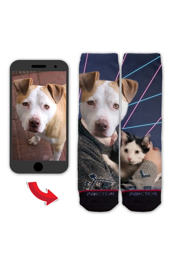 - Custom Animal Portrait With Cats and Lasers Fashion Socks