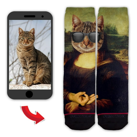 Function - Custom Mona Lisa Face Dog Cat Person Circle Game Fashion Socks