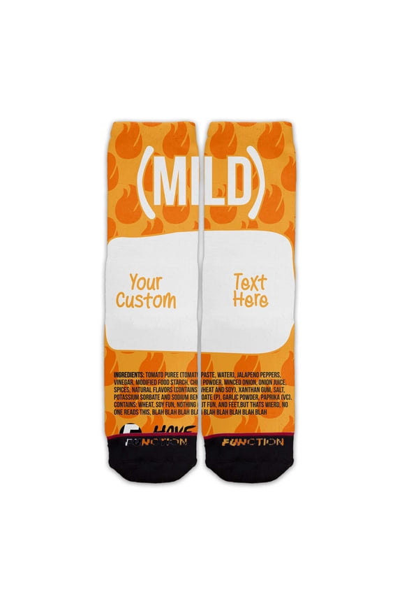 - Custom Text Mild Sauce v2 Adult Unisex Socks Taco Hot Bell Verde Diablo Funny Joke Mild Packet Customize