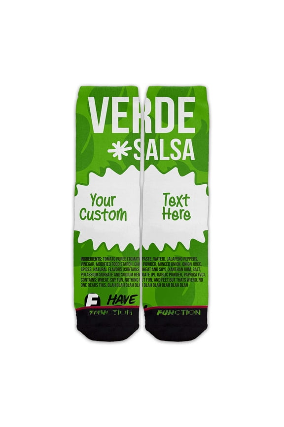 - Custom Text Verde Sauce v2 Adult Unisex Socks Taco Hot Bell Verde Diablo Funny Joke Mild Packet Customize